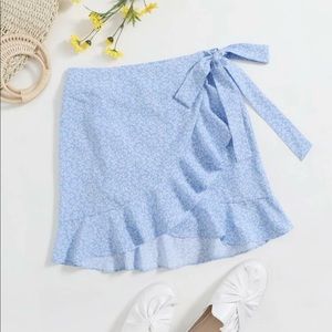 blue and white floral wrap skirt (never worn)